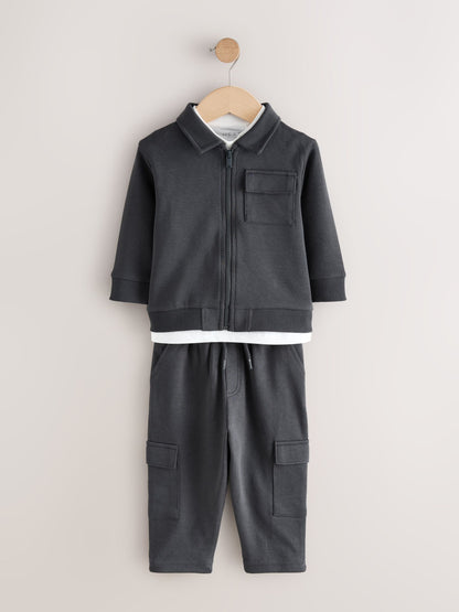 Charcoal Grey T-Shirt And Joggers 3 Piece Set (3mths-7yrs) image 5