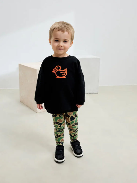 Orange/Black Duck Sweatshirt And Leggings Set (3mths-7yrs)
