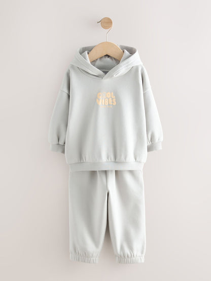 Light Blue Printed Hoodie and Joggers Set (3mths-7yrs)