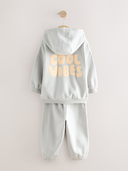 Light Blue Printed Hoodie and Joggers Set (3mths-7yrs)