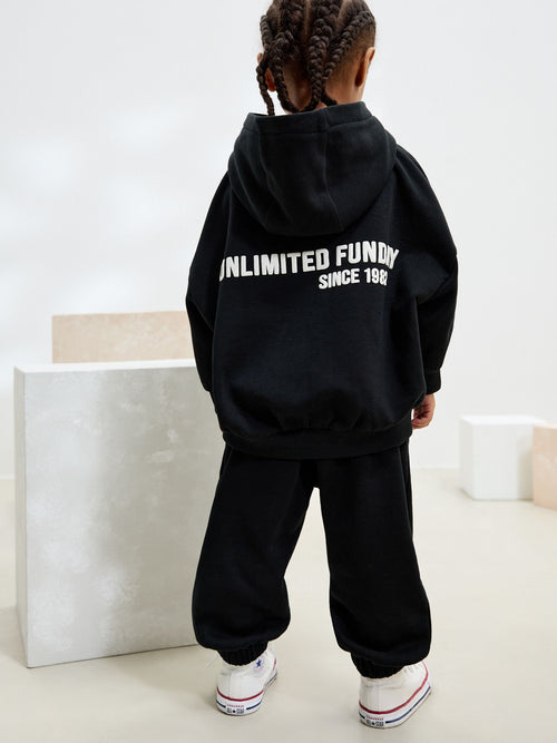 Black Slogan Hoodie and Joggers Set (3mths-7yrs) image 1
