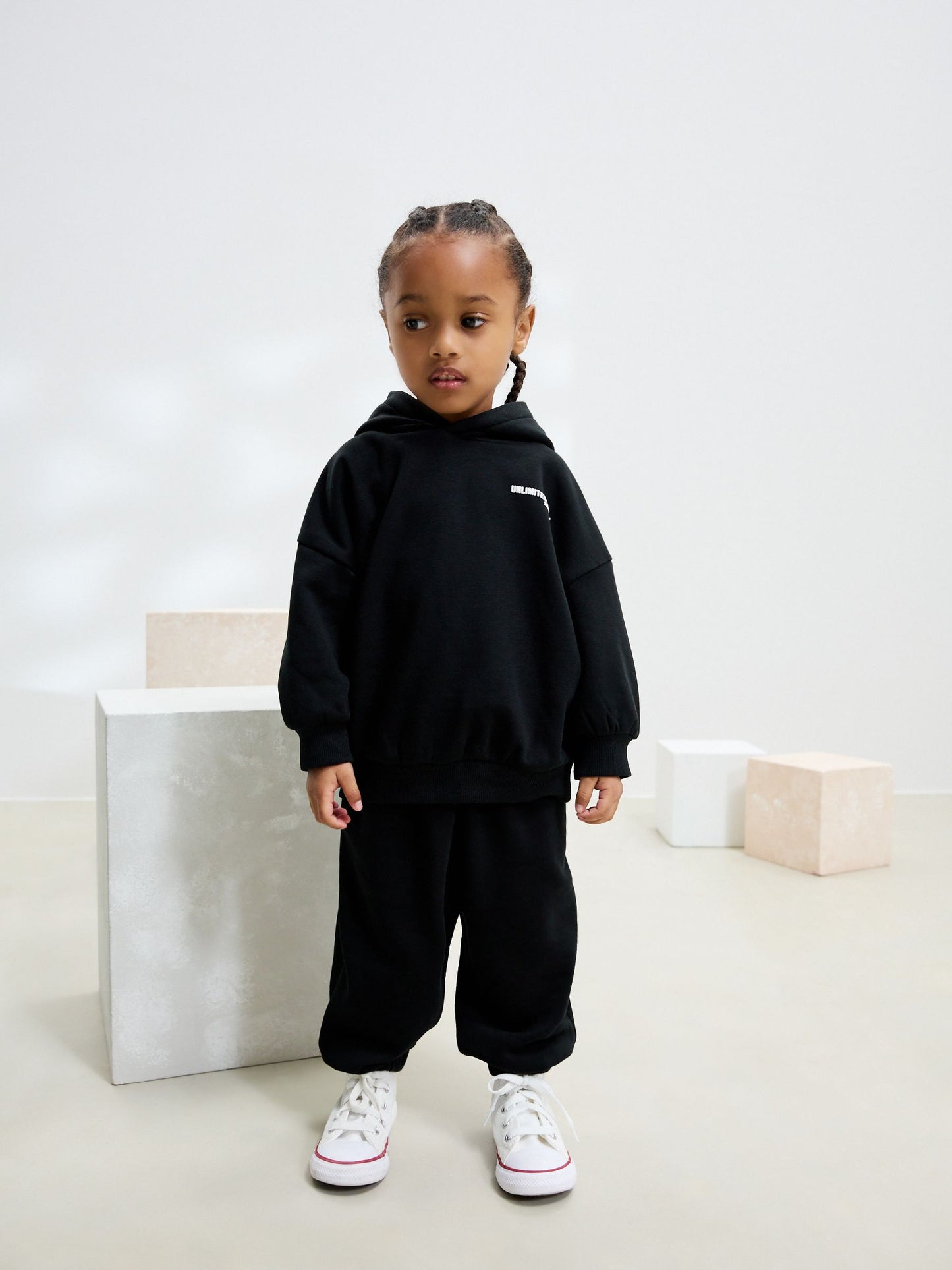 Black Slogan Hoodie and Joggers Set (3mths-7yrs)