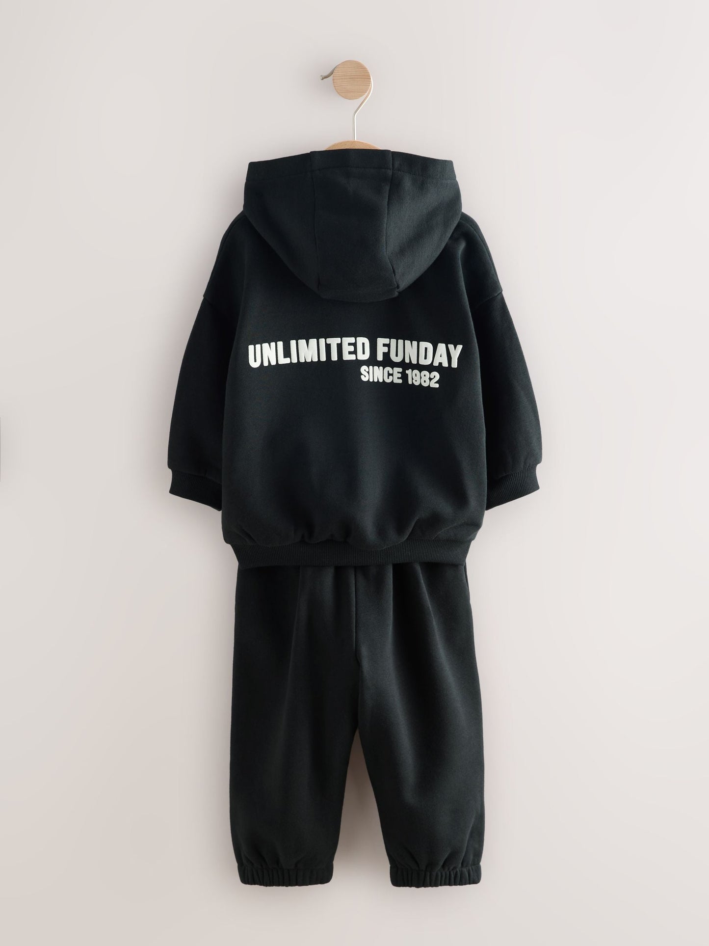 Black Slogan Hoodie and Joggers Set (3mths-7yrs)
