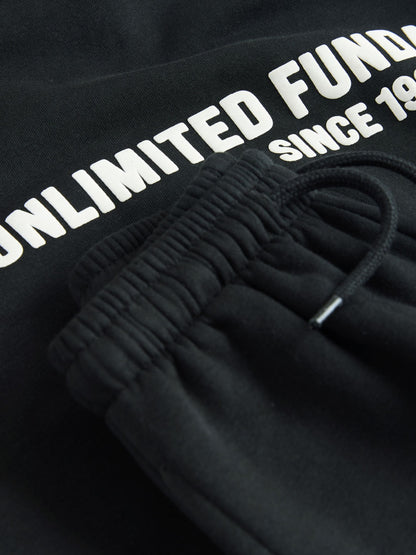 Black Slogan Hoodie and Joggers Set (3mths-7yrs)