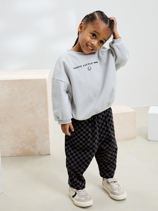 Black/Grey Single Sweatshirt And Stripe Joggers Set (3mths-7yrs) image 1