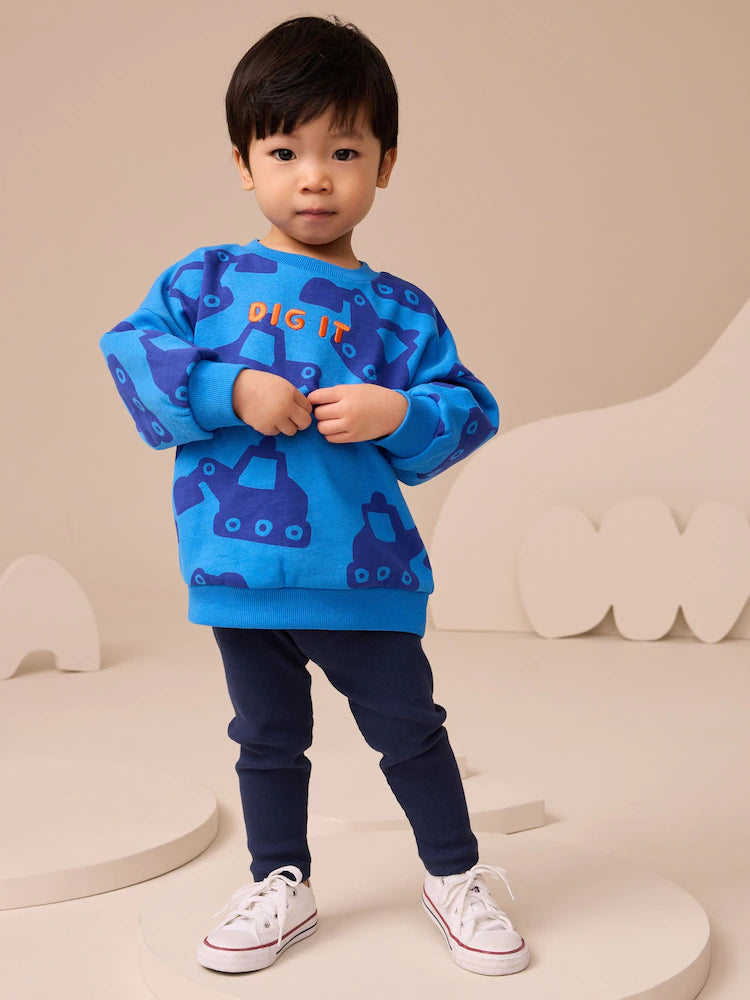 Blue Digger Sweatshirt And Leggings Set (3mths-7yrs)