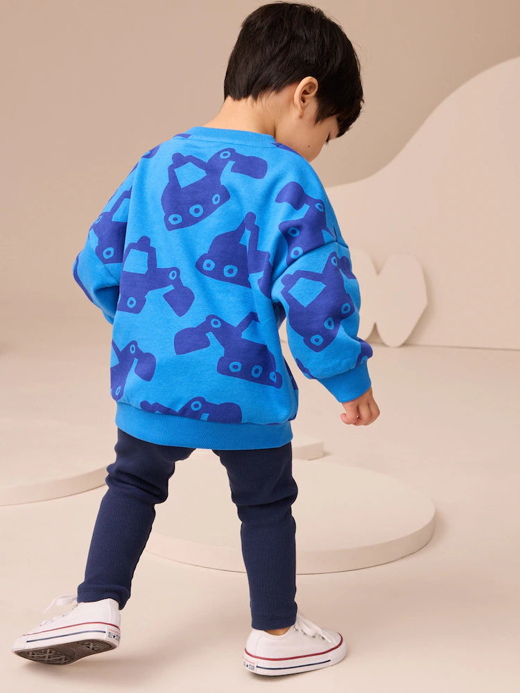 Blue Digger Sweatshirt And Leggings Set (3mths-7yrs)