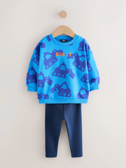Blue Digger Sweatshirt And Leggings Set (3mths-7yrs)