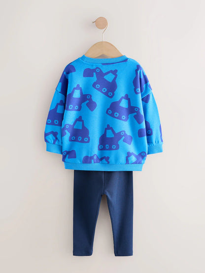 Blue Digger Sweatshirt And Leggings Set (3mths-7yrs)