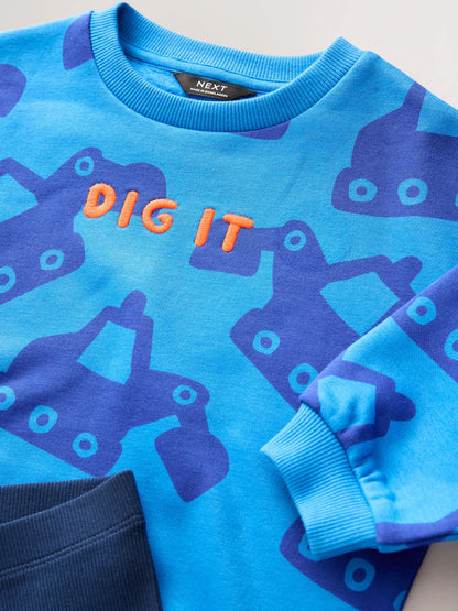 Blue Digger Sweatshirt And Leggings Set (3mths-7yrs)