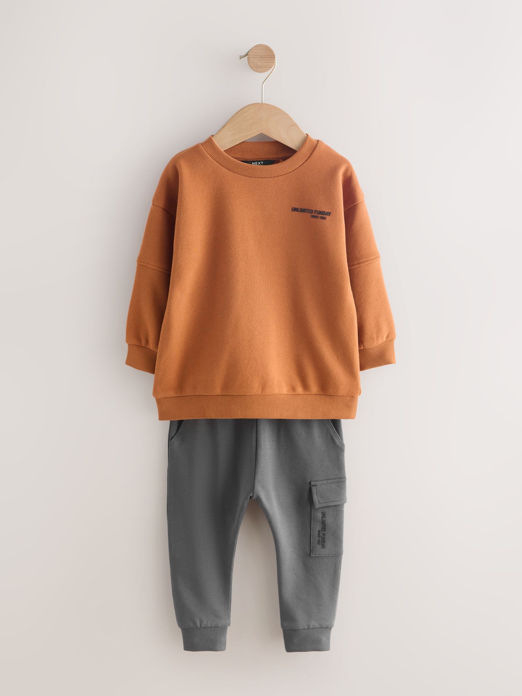 Rust Brown Utility Sweatshirt and Super Skinny Joggers Set (3mths-7yrs) image 4