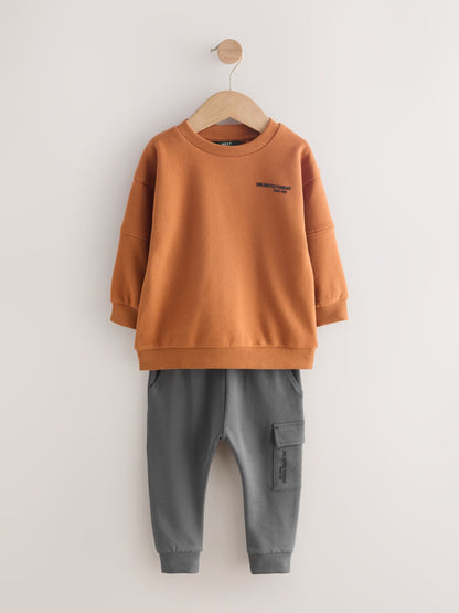Rust Brown Utility Sweatshirt and Super Skinny Joggers Set (3mths-7yrs) image 4