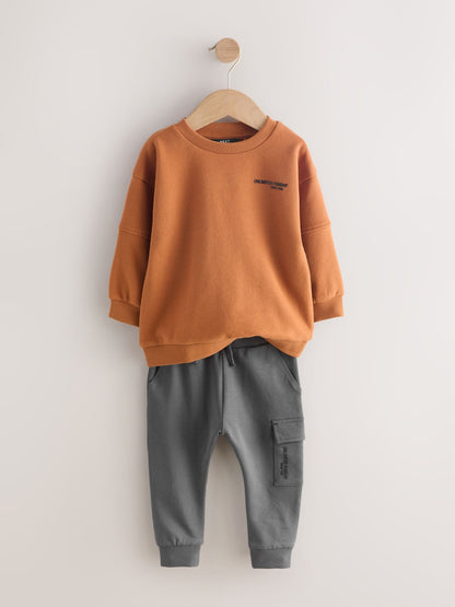 Rust Brown Utility Sweatshirt and Super Skinny Joggers Set (3mths-7yrs) image 5