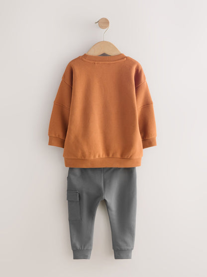 Rust Brown Utility Sweatshirt and Super Skinny Joggers Set (3mths-7yrs) image 6