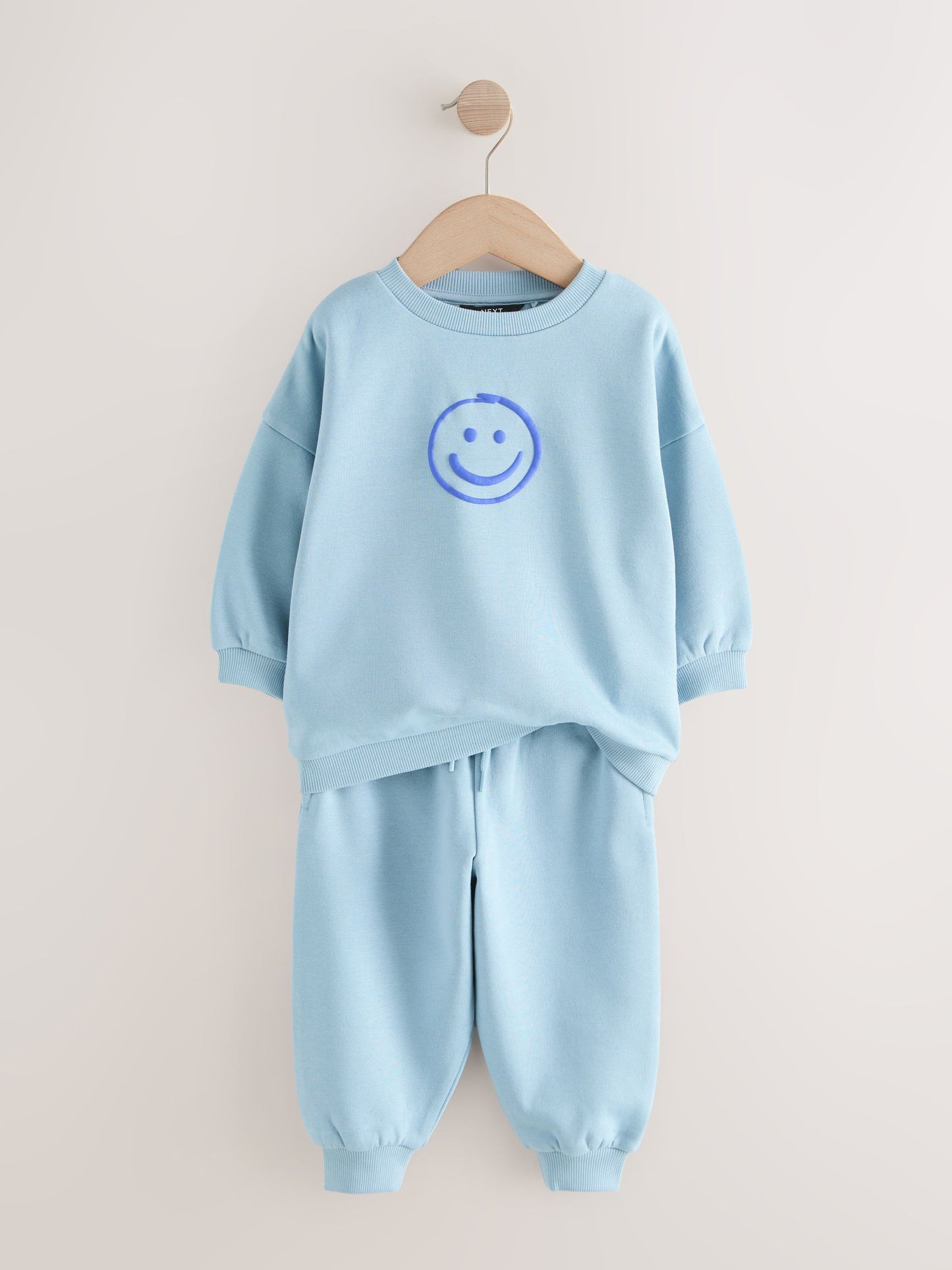 Chocolate Brown and Blue 2 Pack Printed Crew Neck Sweat Top & Joggers Set (3mths-7yrs) image 5