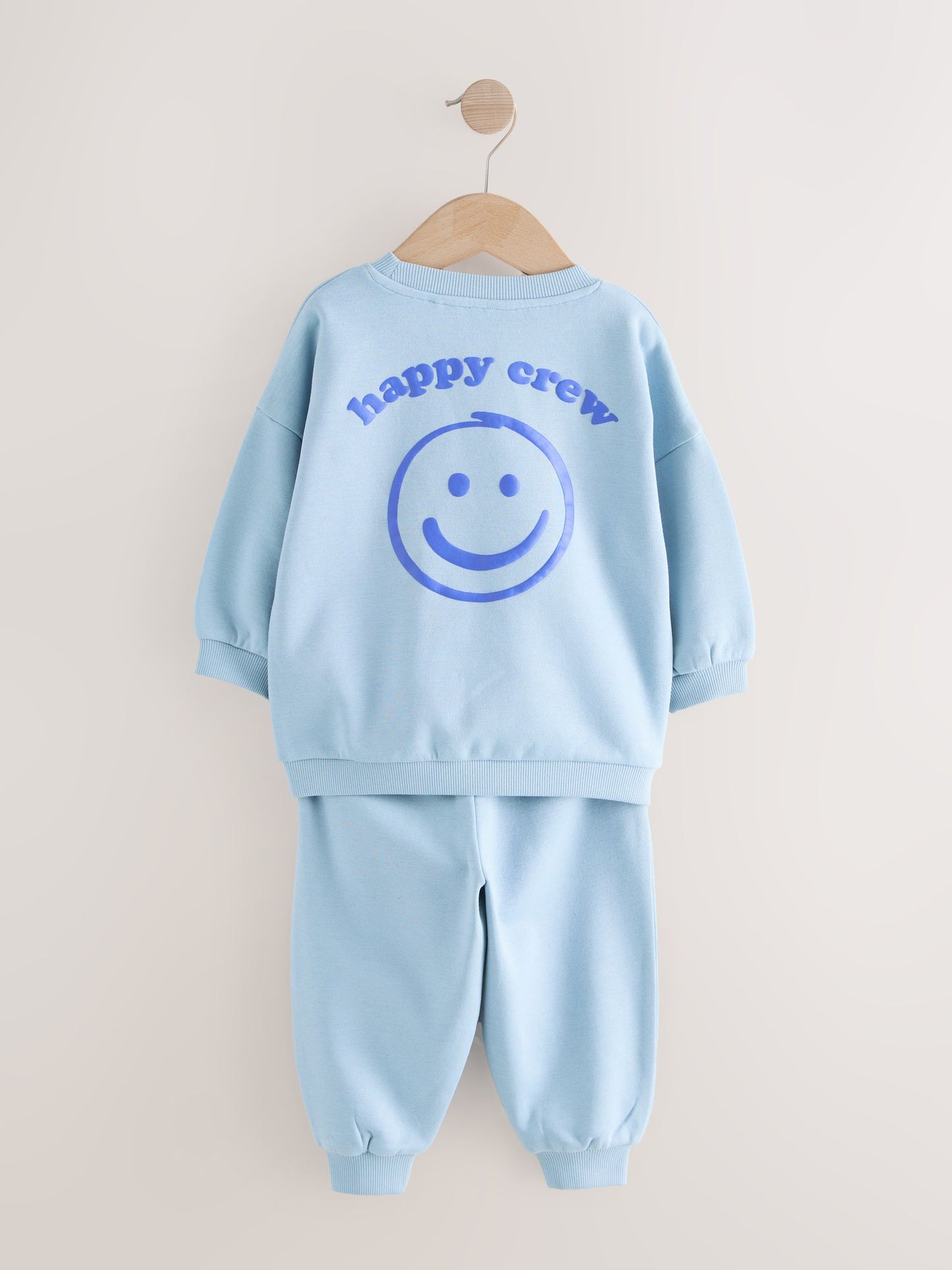 Chocolate Brown and Blue 2 Pack Printed Crew Neck Sweat Top & Joggers Set (3mths-7yrs) image 6