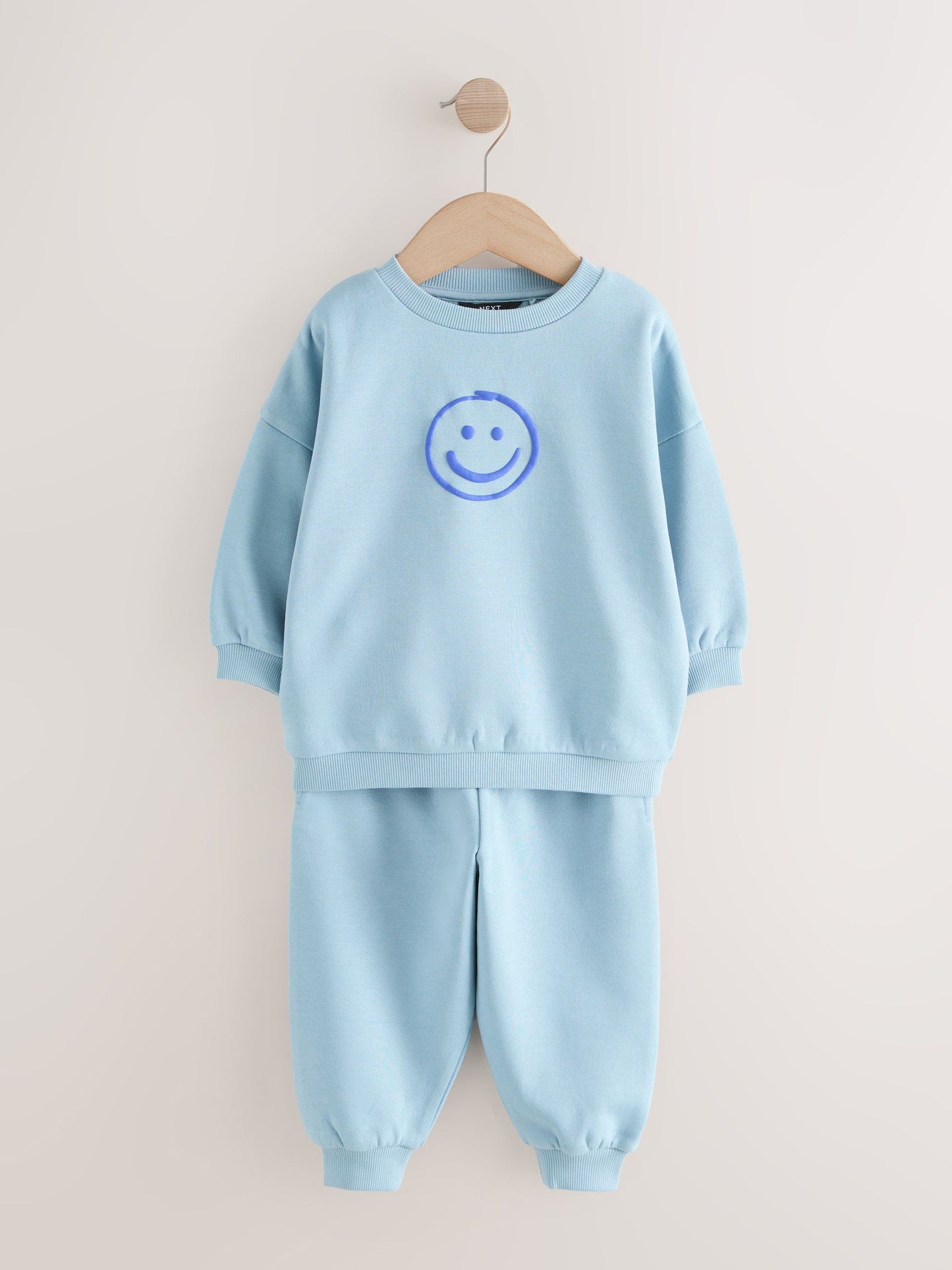 Chocolate Brown and Blue 2 Pack Printed Crew Neck Sweat Top & Joggers Set (3mths-7yrs) image 9