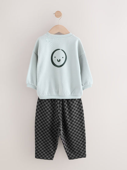 Black/White Printed 2 Pack Sweatshirt And Stripe Joggers Set (3mths-7yrs) image 3