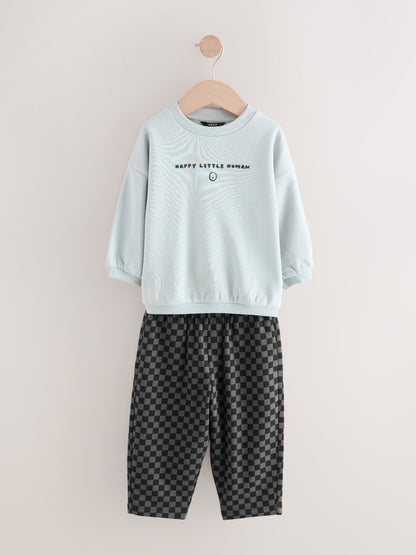 Black/White Printed 2 Pack Sweatshirt And Stripe Joggers Set (3mths-7yrs) image 10