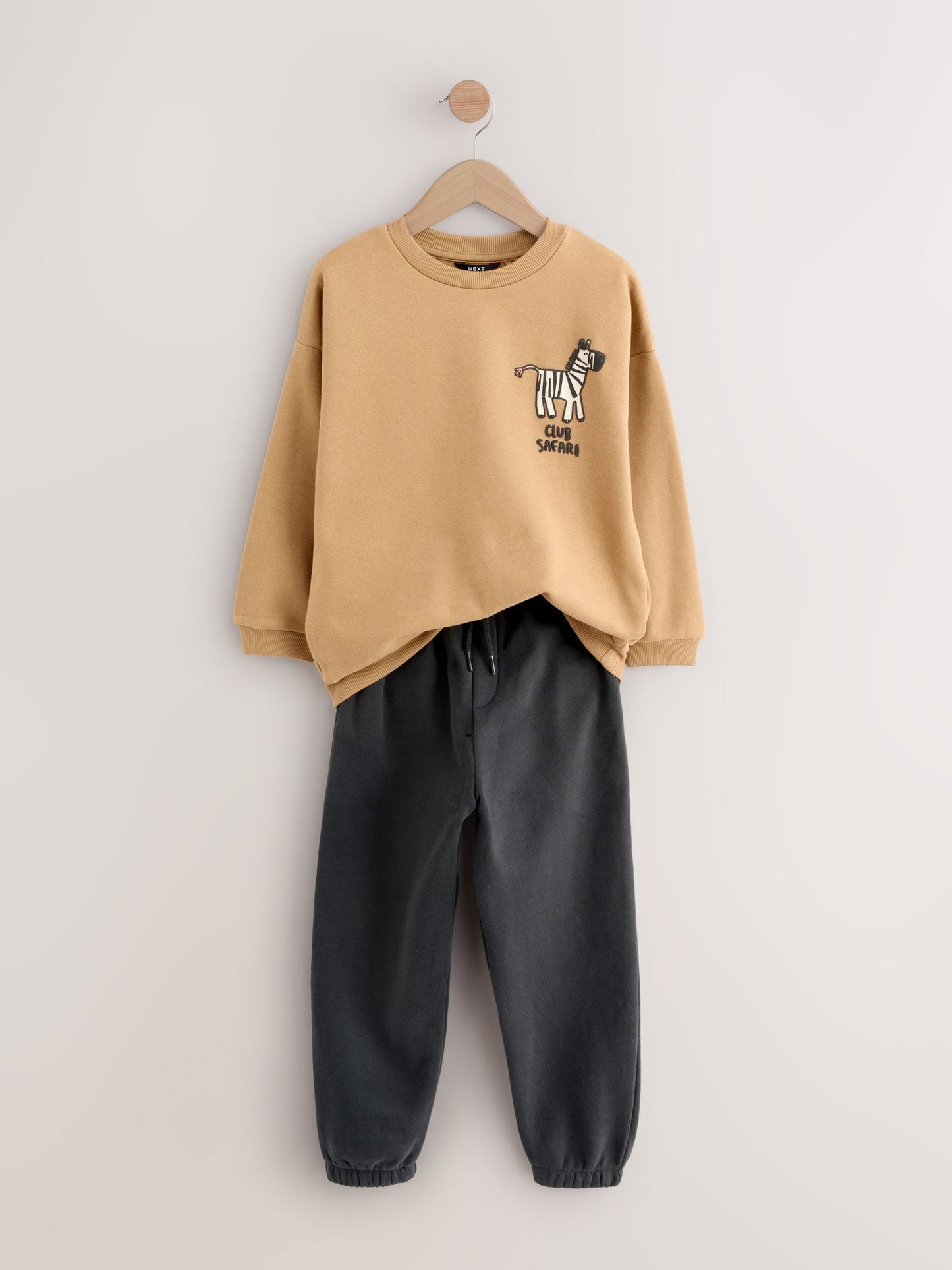 Tan/Ecru/Charcoal Grey 2 Pack Sweatshirt and Joggers Set (3mths-7yrs) image 3