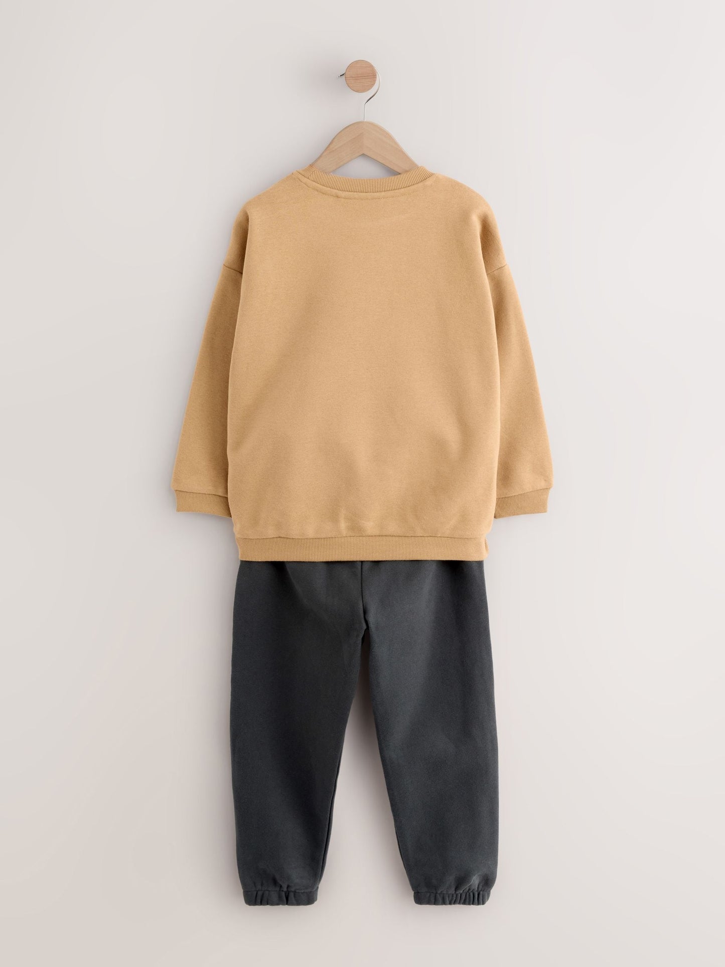 Tan/Ecru/Charcoal Grey 2 Pack Sweatshirt and Joggers Set (3mths-7yrs) image 4