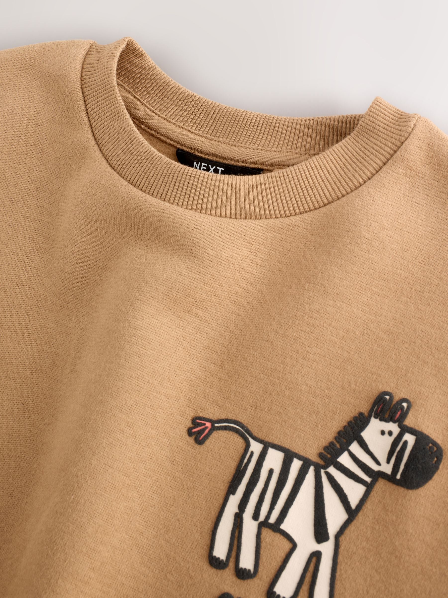 Tan/Ecru/Charcoal Grey 2 Pack Sweatshirt and Joggers Set (3mths-7yrs) image 6