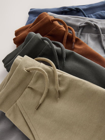 Khaki/Grey/Blue Regular Fit Joggers 5 Pack (3mths-7yrs) image 9