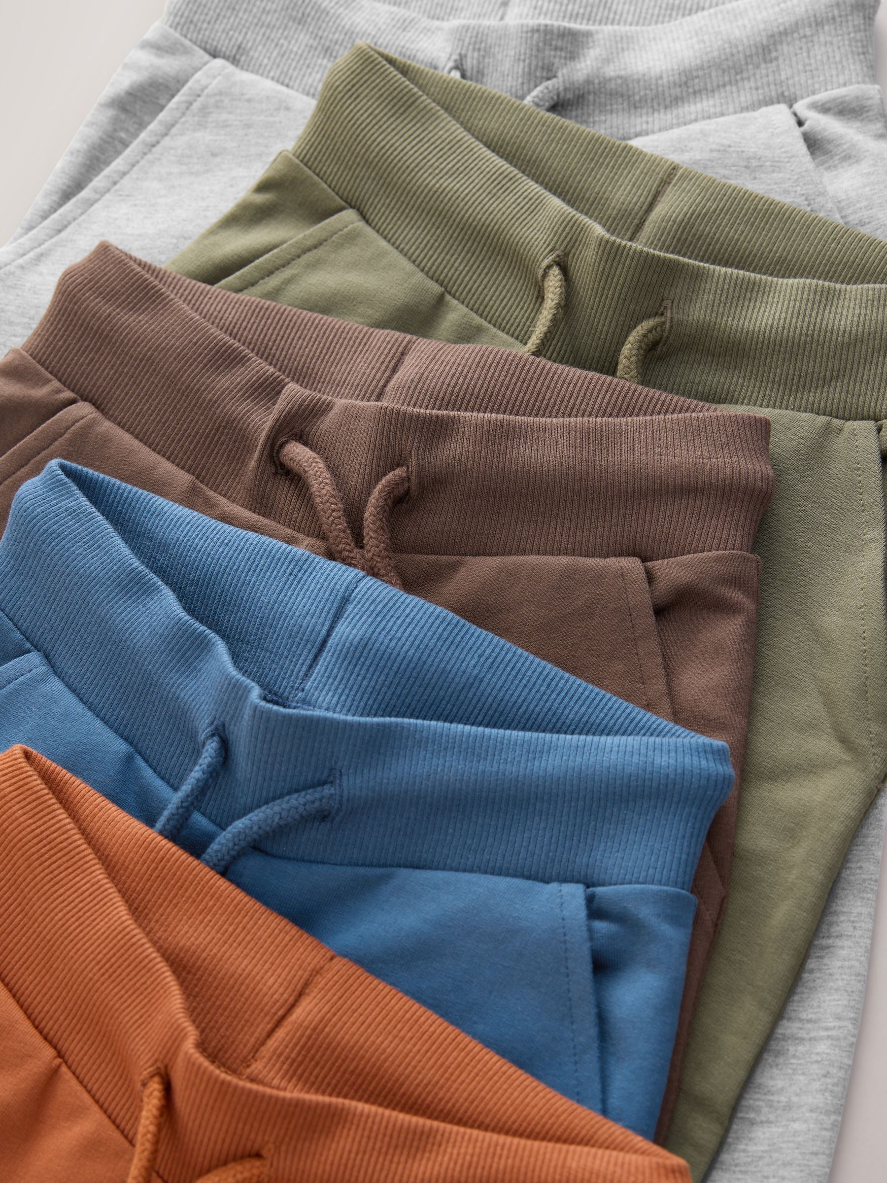 Blue/Rust Orange/ Khaki Green Skinny Fit Joggers 5 Pack (3mths-7yrs) image 8