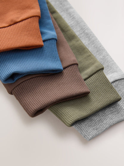 Blue/Rust Orange/ Khaki Green Skinny Fit Joggers 5 Pack (3mths-7yrs) image 9