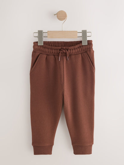 Khaki Green/ Rust Brown/ Ecru Soft Touch Joggers 3 Pack (3mths-7yrs) image 2