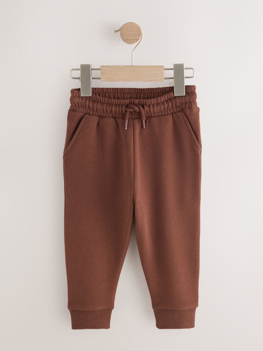 Khaki Green/ Rust Brown/ Ecru Soft Touch Joggers 3 Pack (3mths-7yrs) image 2