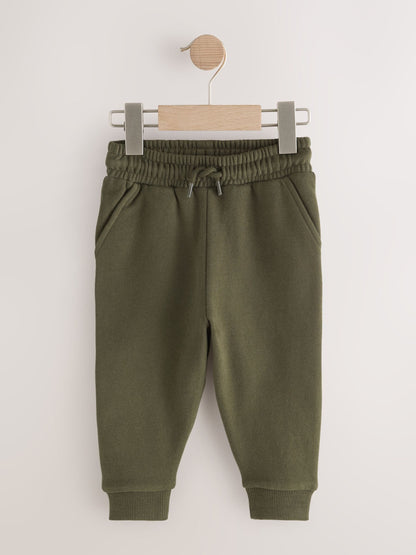Khaki Green/ Rust Brown/ Ecru Soft Touch Joggers 3 Pack (3mths-7yrs) image 5