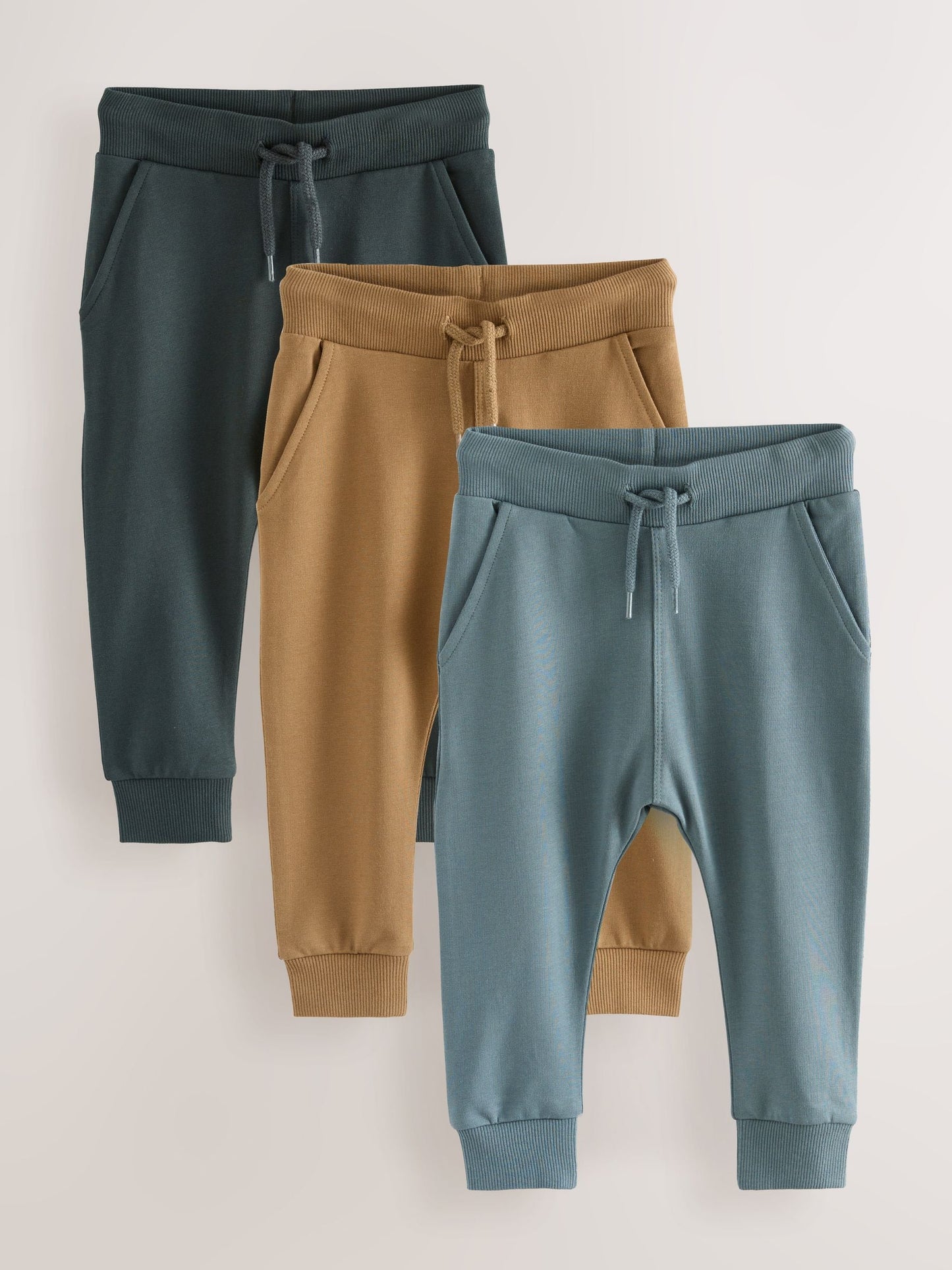 Blue/Tan Brown/Charcoal Grey Super Skinny Joggers 3 Pack (3mths-7yrs) image 1