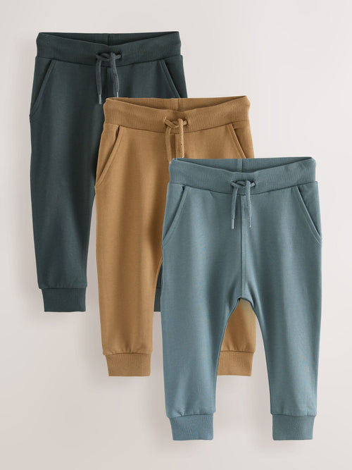 Blue/Tan Brown/Charcoal Grey Super Skinny Joggers 3 Pack (3mths-7yrs) image 1