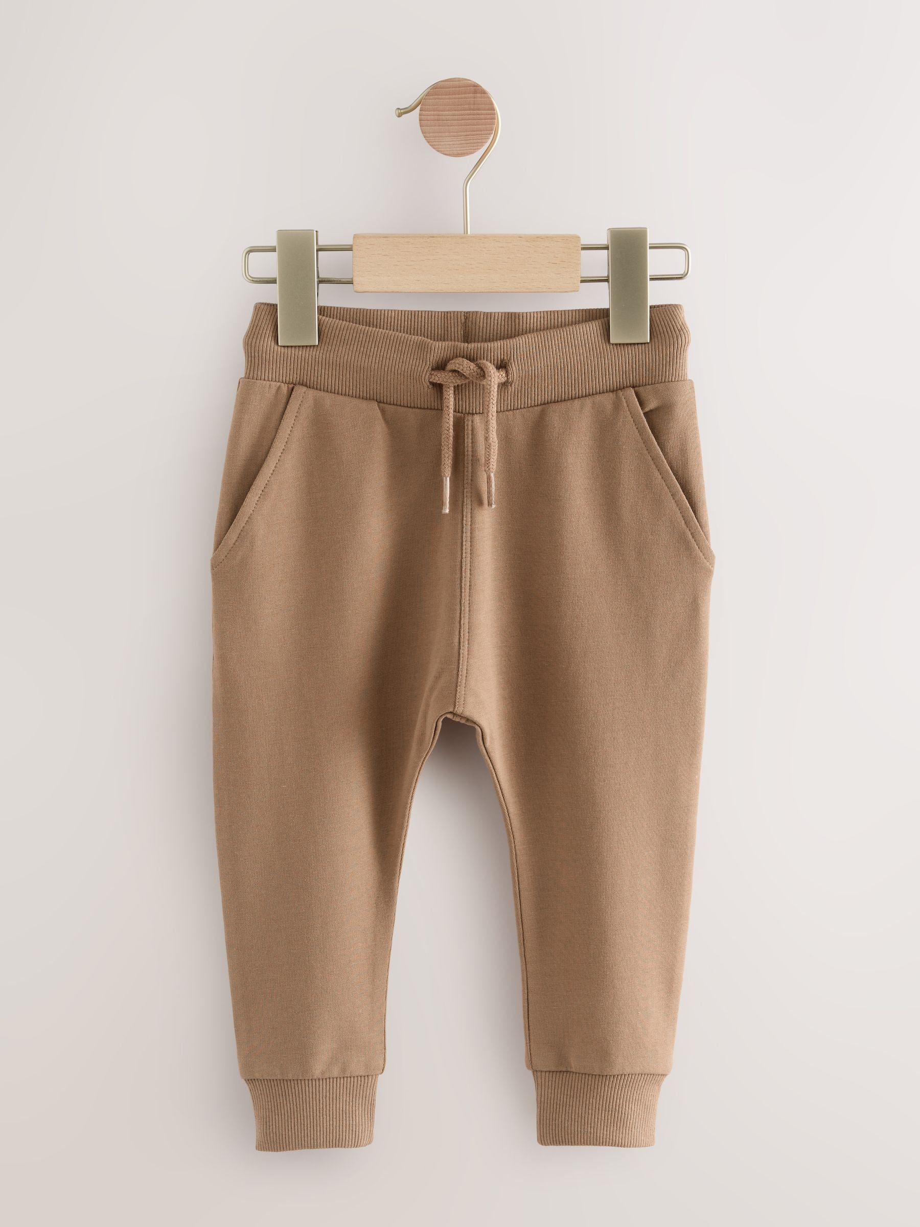 Stone/Tan Brown/Grey Skinny Fit Joggers 5 Pack (3mths-7yrs) image 3