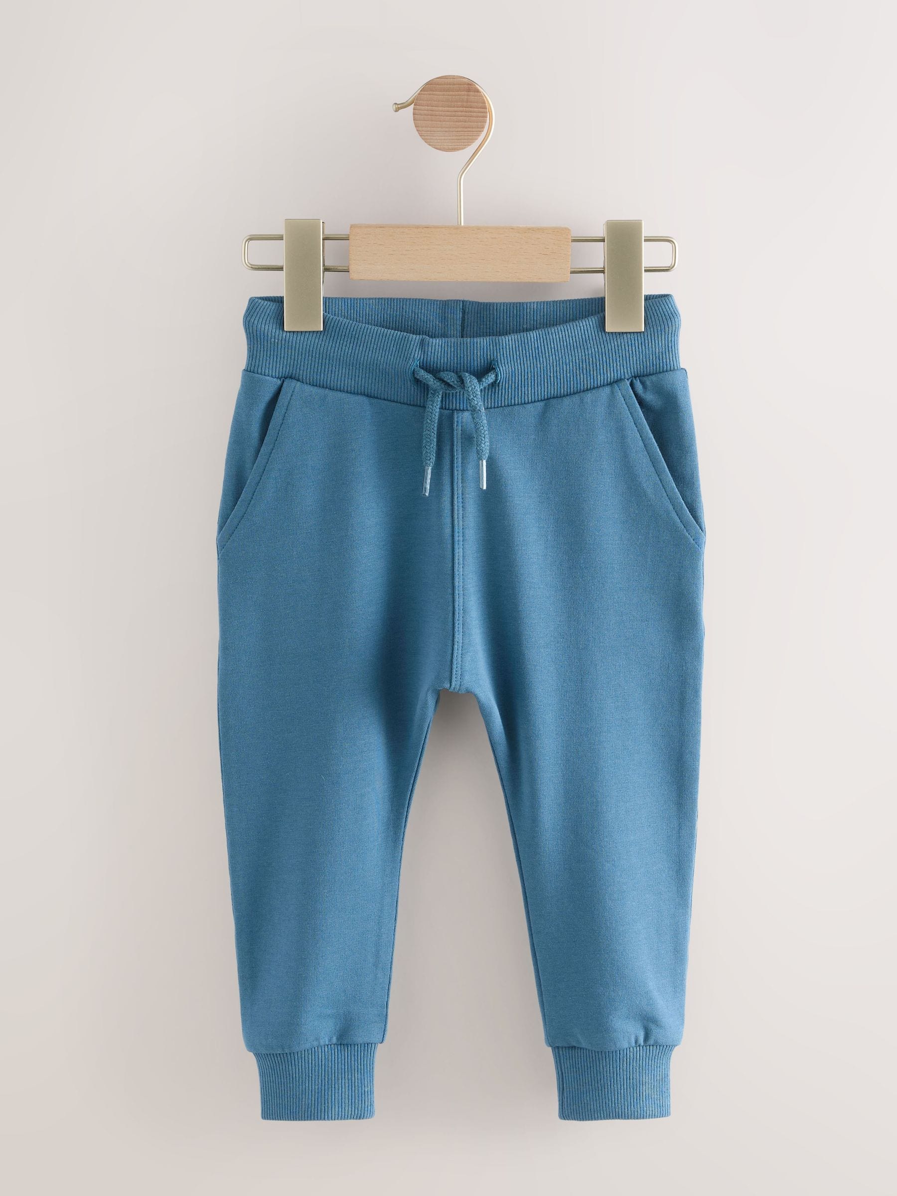 Blue/Ecru/ Navy Blue Skinny Fit Joggers 5 Pack (3mths-7yrs) image 4