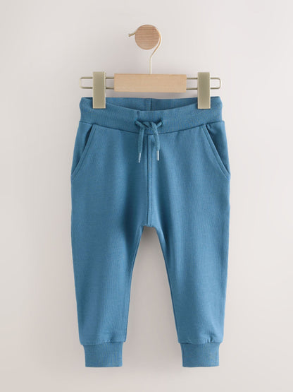 Blue/Ecru/ Navy Blue Skinny Fit Joggers 5 Pack (3mths-7yrs) image 4