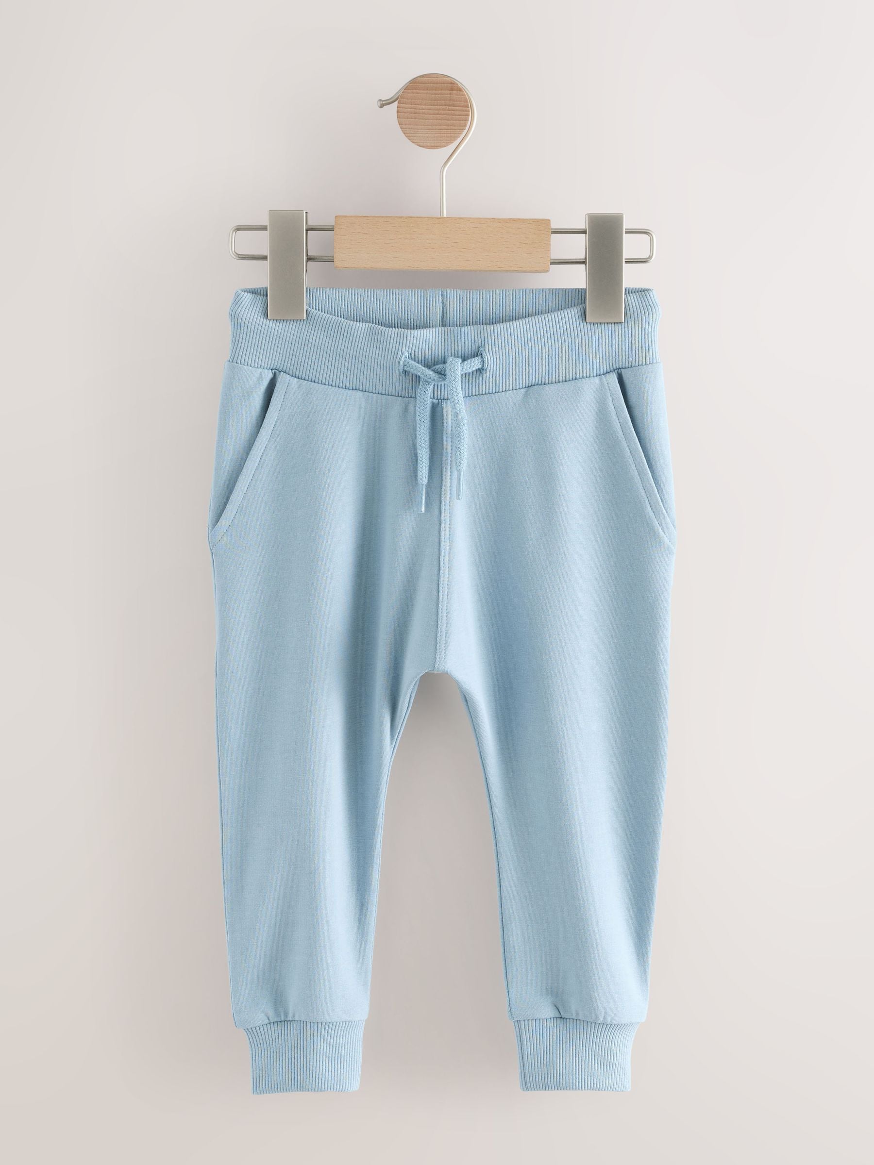 Blue/Ecru/ Navy Blue Skinny Fit Joggers 5 Pack (3mths-7yrs) image 6