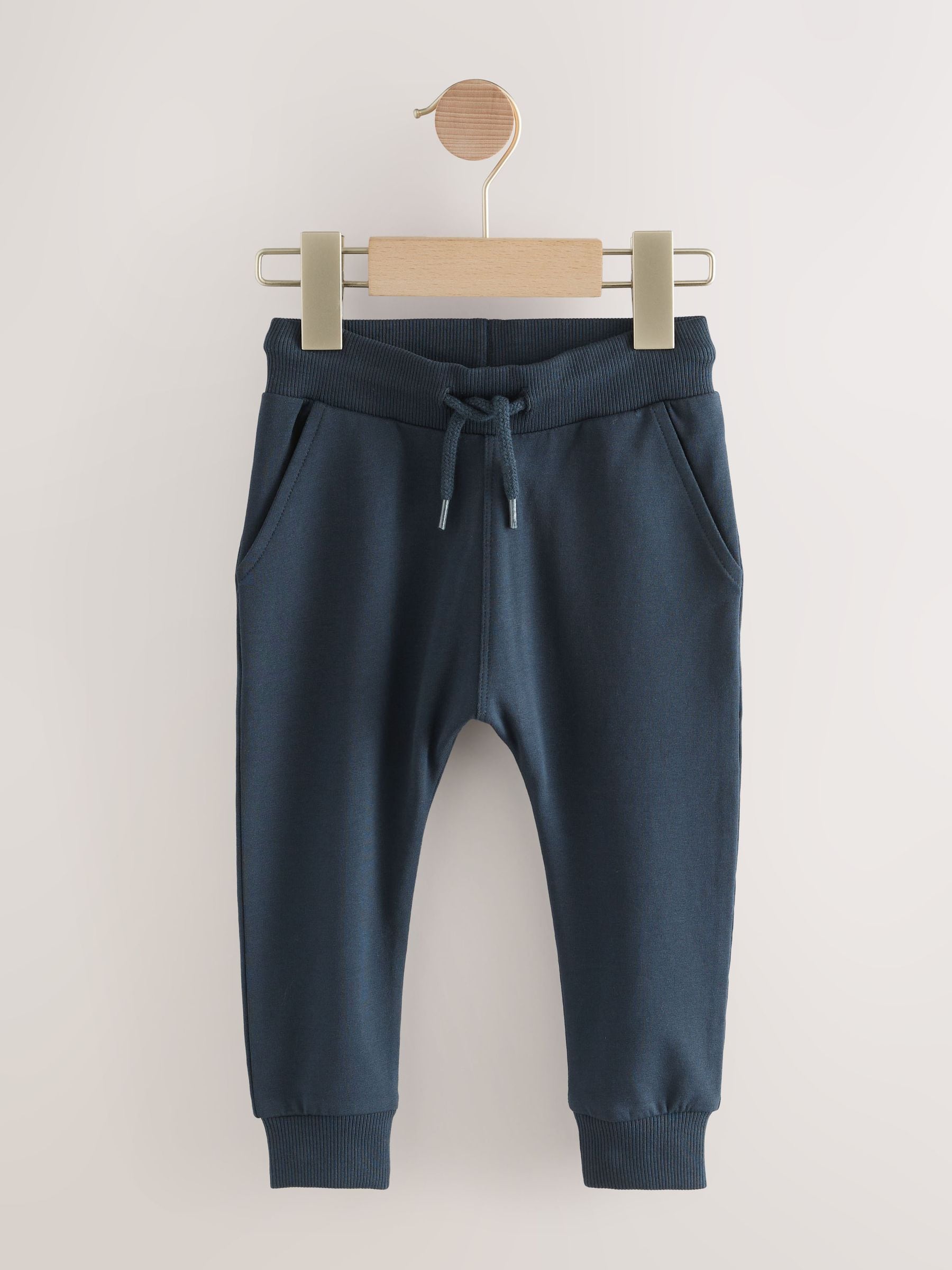 Blue/Ecru/ Navy Blue Skinny Fit Joggers 5 Pack (3mths-7yrs) image 7
