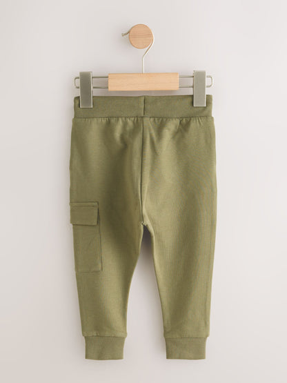 Black/Charcoal Grey/ Stone/Khaki Green Skinny Fit Joggers 5 Pack (3mths-7yrs) image 7