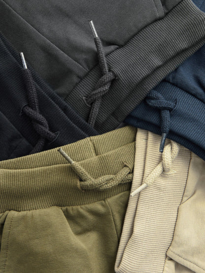 Black/Charcoal Grey/ Stone/Khaki Green Skinny Fit Joggers 5 Pack (3mths-7yrs) image 8