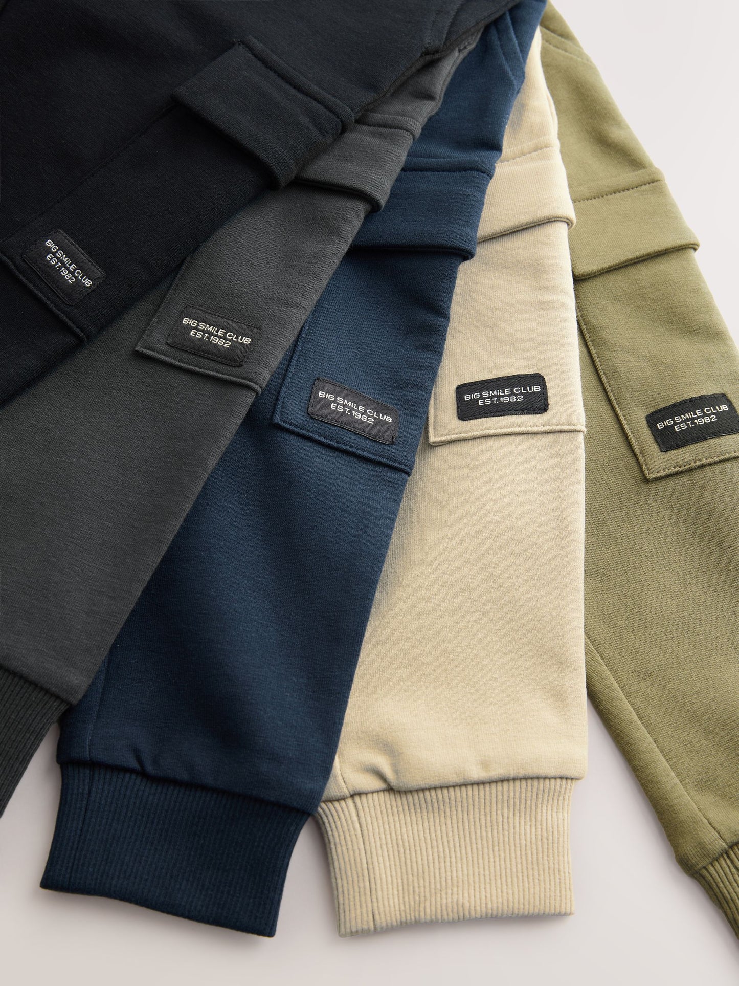 Black/Charcoal Grey/ Stone/Khaki Green Skinny Fit Joggers 5 Pack (3mths-7yrs) image 9