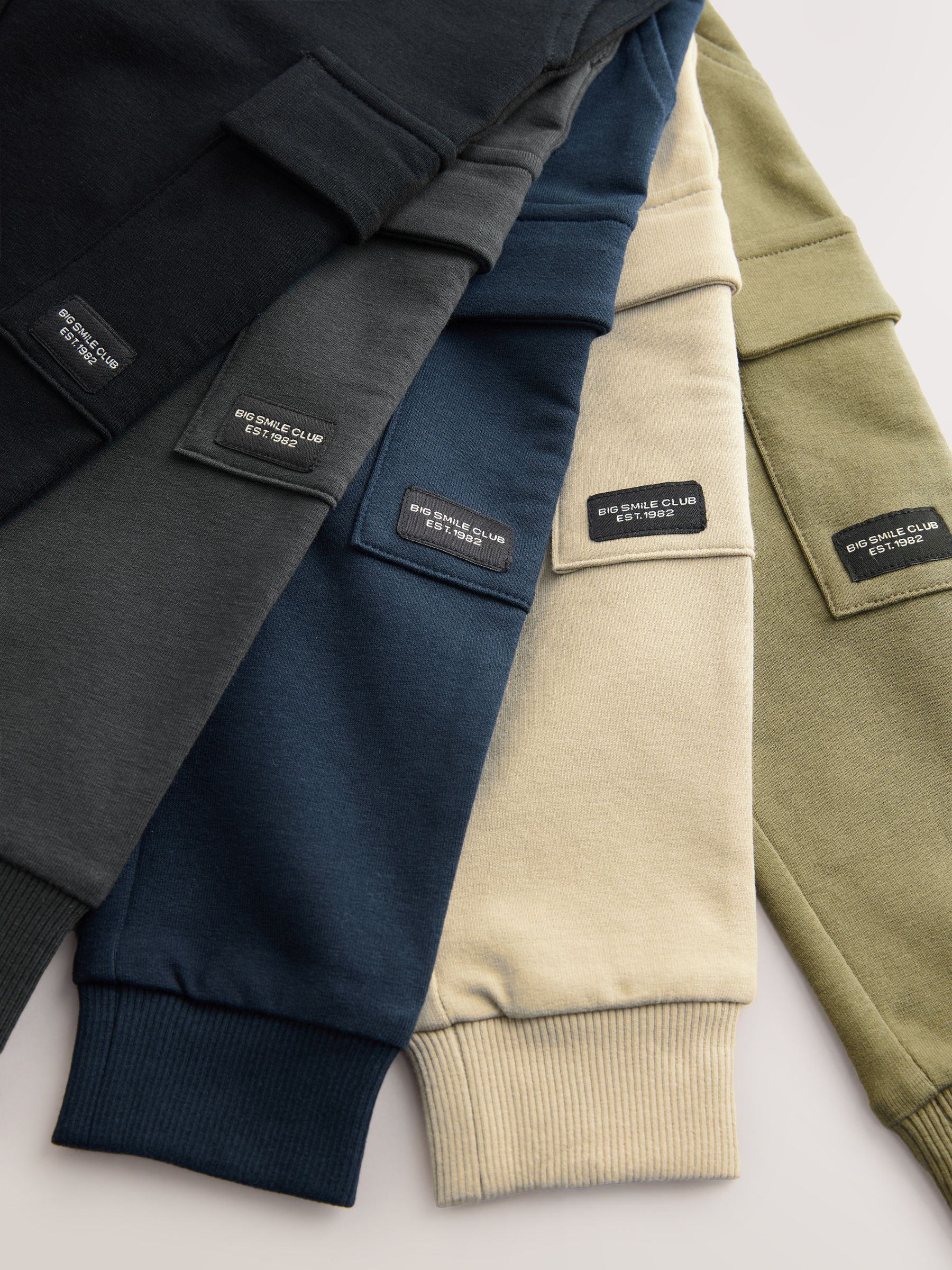 Black/Charcoal Grey/ Stone/Khaki Green Skinny Fit Joggers 5 Pack (3mths-7yrs) image 9