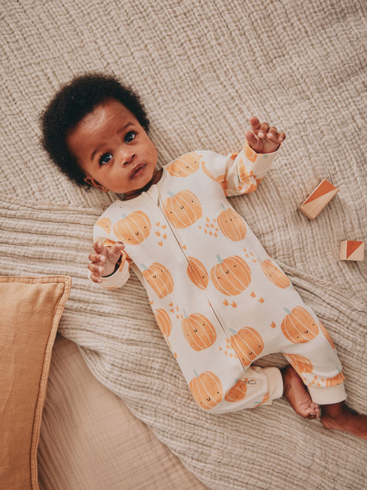 Orange Baby Pumpkin Two Way Zip Footless Sleepsuit (0mths-3yrs) image 1