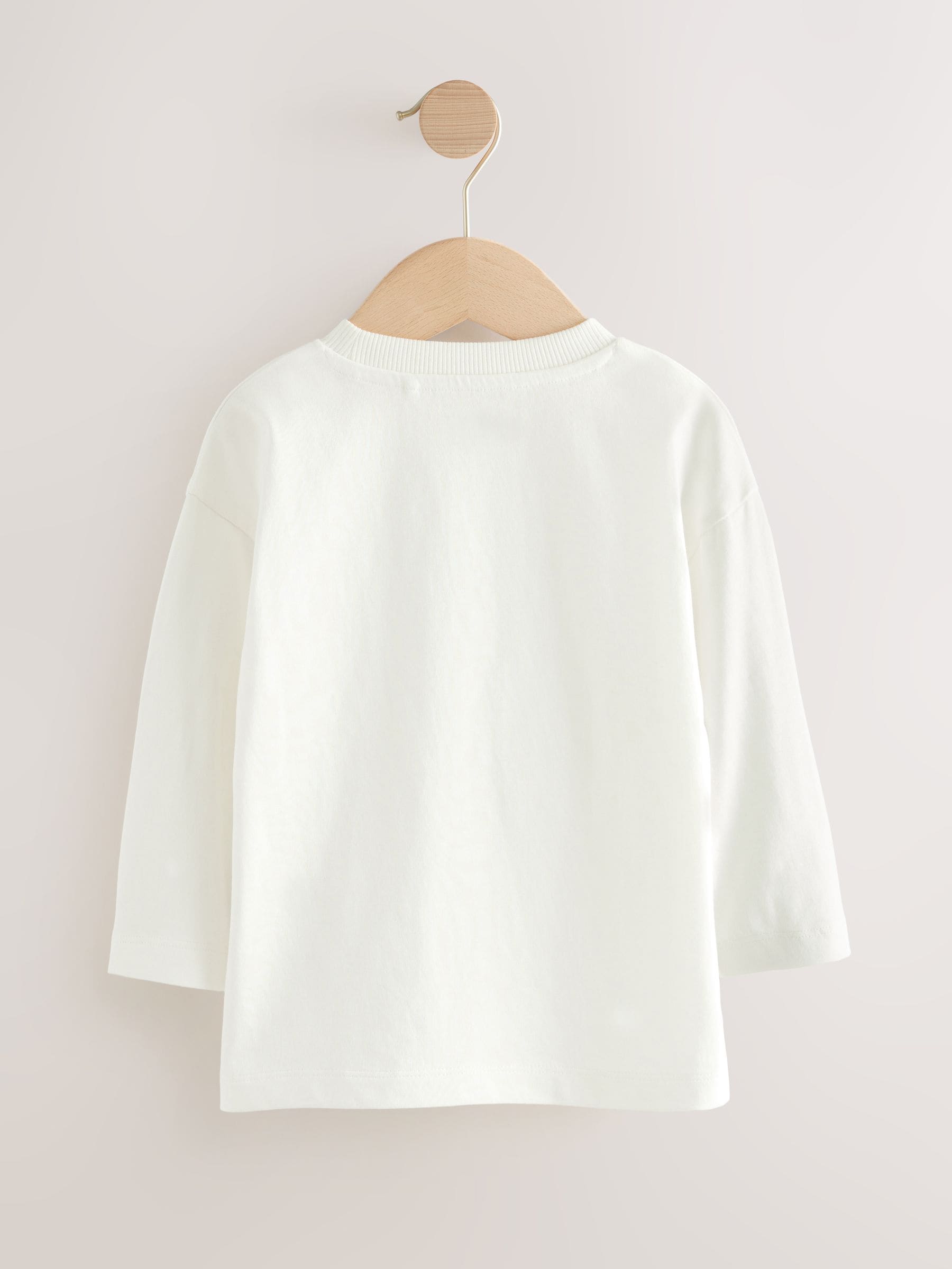 White Slogan Long Sleeves Semi Plain T-Shirt (3mths-7yrs) image 2