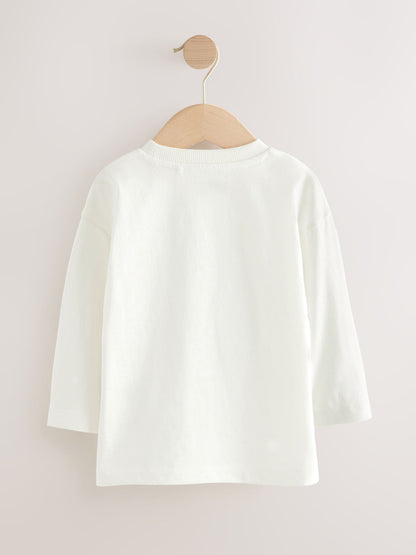 White Slogan Long Sleeves Semi Plain T-Shirt (3mths-7yrs) image 2
