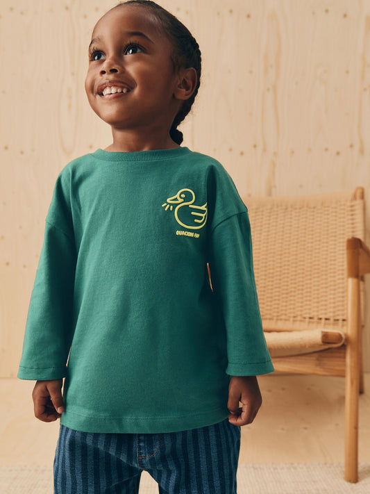 Green Duck Long Sleeves Semi Plain T-Shirt (3mths-7yrs) image 1