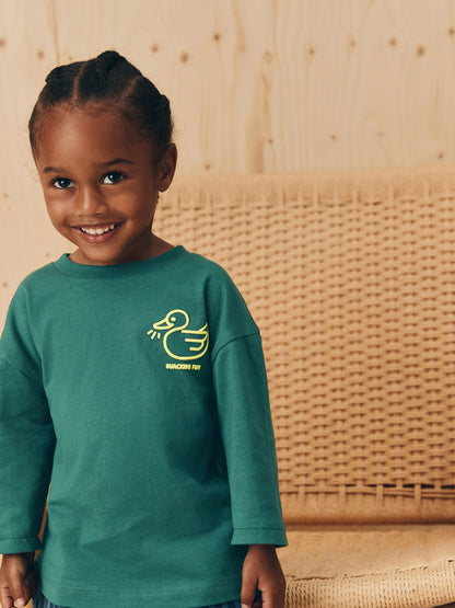 Green Duck Long Sleeves Semi Plain T-Shirt (3mths-7yrs) image 4