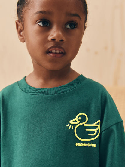 Green Duck Long Sleeves Semi Plain T-Shirt (3mths-7yrs) image 5
