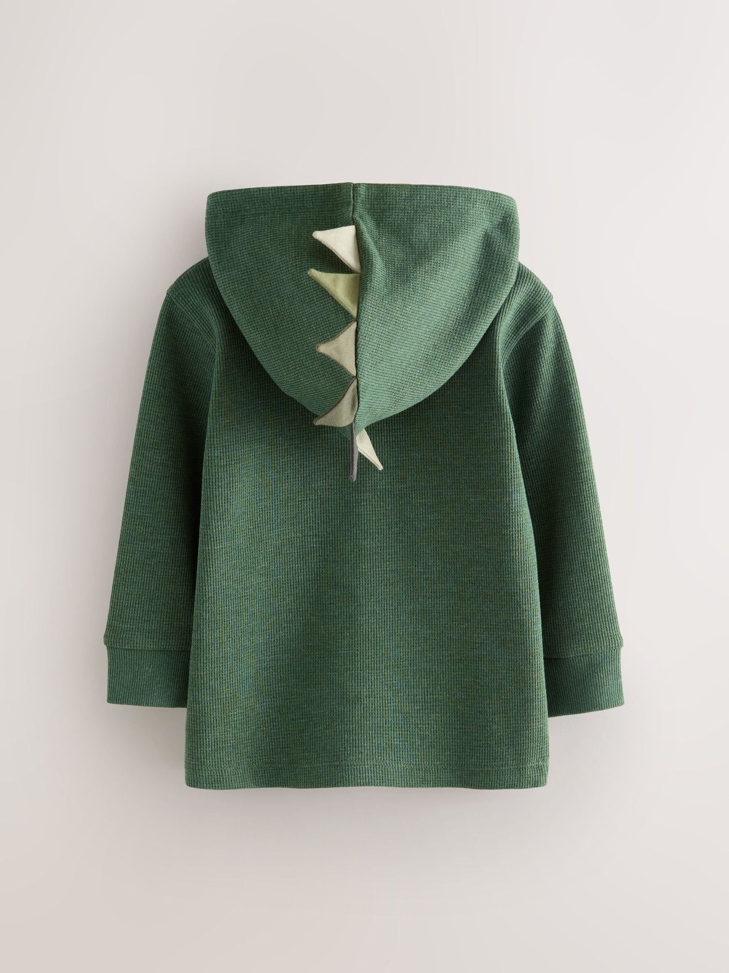 Khaki Green Textured Jersey Dino Spikes Hoodie (3mths-7yrs)